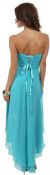 Strapless High Low Formal Prom Dress with Twist at Bust back in Aqua